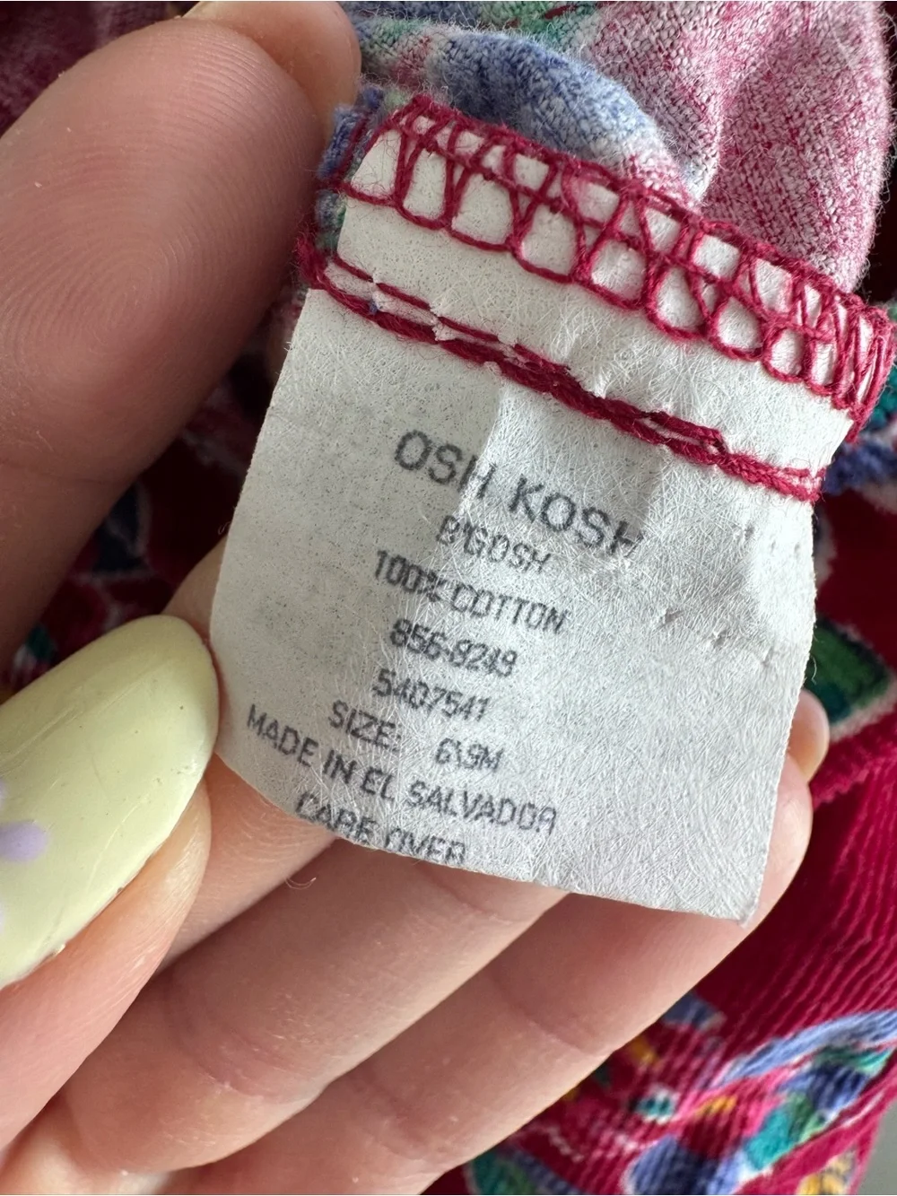 OshKosh B’gosh Rare Vintage Red Floral Footed Overalls Size 6/9M